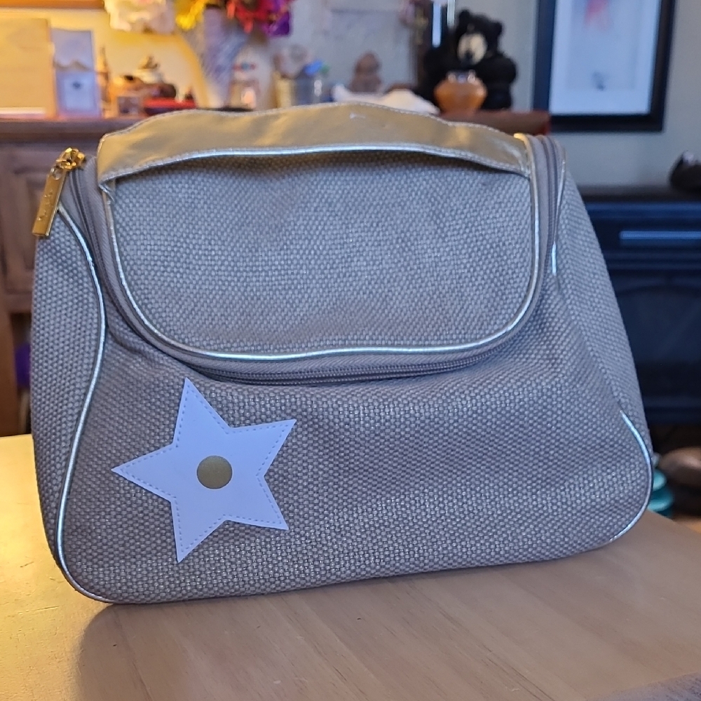 Chic Tan Cosmetic Bag with Star Detail